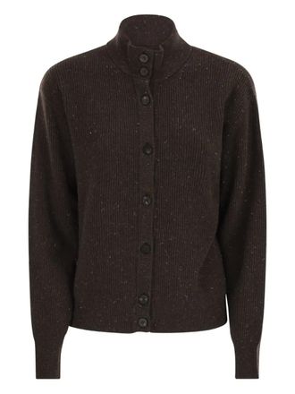 PESERICO buttoned turtleneck cardigan - women - Virgin Wool/Silk/Viscose/Cashmere/Polyester - 44 - Brown