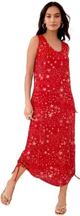 Roaman's Plus Size Stretch Knit Sleeveless Midi Dress With Ruched Hem Detail in Vivid Red Stars at Nordstrom, Size 16