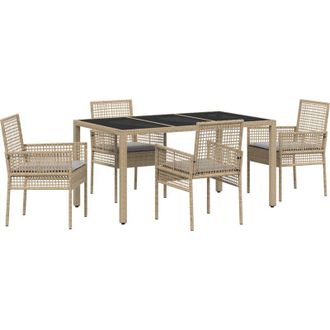 vidaXL Conjunto De Comedor De Jard&iacute;n 5 Pcs Beige Polirat&aacute;n Vidaxl