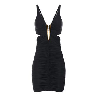 Elisabetta Franchi Mini-jurk van lichtgewicht cr&ecirc;pe jersey - Dames - Jurken - Zwart - Maat: 2XL Jersey