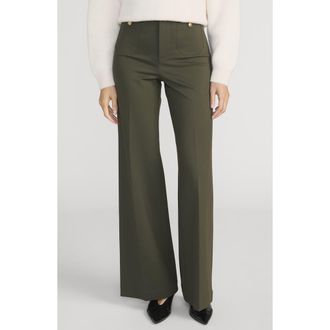 Frame Denim The Modernist High Waist Wide Leg Pants in Military Green at Nordstrom, Size 12