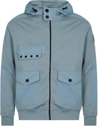 Belstaff Patch Logo Artic Blue Zip-Up Hoodie