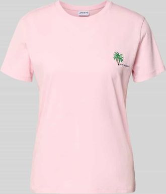 Jake*s Casual T-Shirt mit Motiv-Stitching in Pink, Gr&ouml;&szlig;e XXL