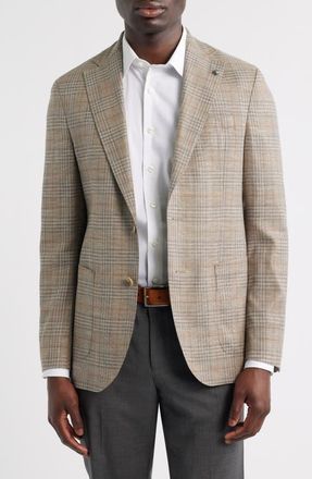 Jack Victor Hampton Tan Glen Check Knit Wool Sport Coat at Nordstrom, Size 42 Regular