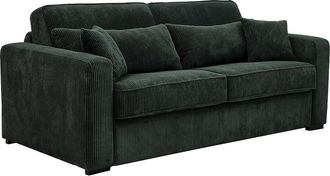 Vente-Unique Sof&aacute; cama de 4 plazas de estilo italiano de pana verde - Somier ancho de 160 cm - Colch&oacute;n de 18 cm - MONDOVI