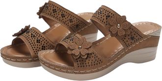 Generic Wedge Sandals Womens Black Summer Shoes Casual Elastic Buckle Flat Roman Shoes Summer Fashion Womens Sandals Shoes Roman Sandals, brown, 8.5 UK