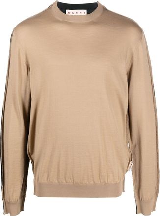 Marni colour-block crew-neck jumper - men - Virgin Wool - 48 - Black