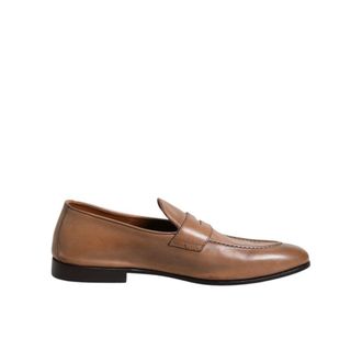 Brunello Cucinelli Brown Leather Slip-On Mens Loafers