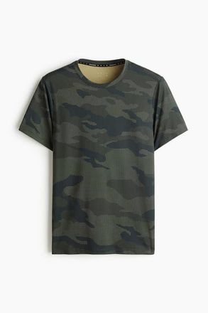 H&M Mesh Sports T-shirt With Drymove in Dark Green/patterned at Nordstrom, Size Xxx-Large