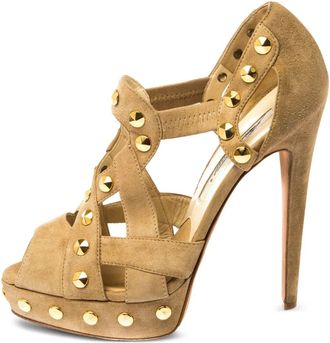 Brian Atwood Sandali con borchie e cut-out 140mm - Toni neutri