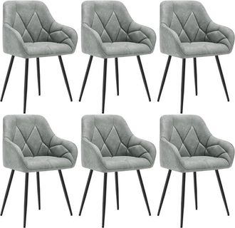 Woltu Set of 6x Faux Leather Dining Chairs Accent home & restaurants Grey