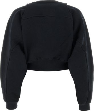 Off-white Logo-Embroidered Cropped Sweatshirt - Black