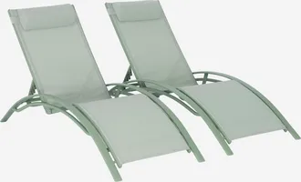Sweeek Set 2 Lettini Prendisole In Alluminio Textilene Multiposizione