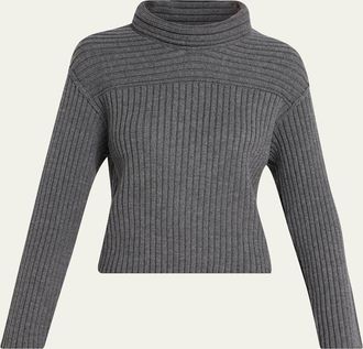 Theory Wool Knit Long-Sleeve Turtleneck Top