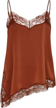 Dante6 Dawna Satin Kant Camisole - Dames - Tops - Bruin - Maat: S Satijn
