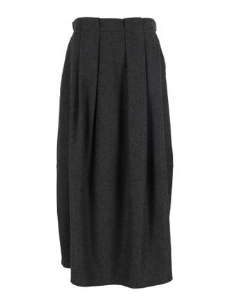 Antonelli High-Waisted Structured Pleated Midi Skirt