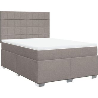 vidaXL Vidaxl - Cama Box Spring Con Colch&oacute;n Tela Gris Taupe 140x200 Cm