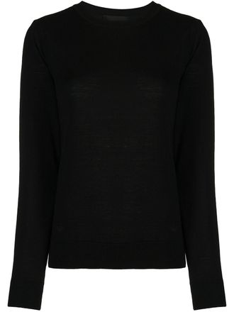 Emporio Armani fine knit round neck jumper - women - Wool - 40 - Black