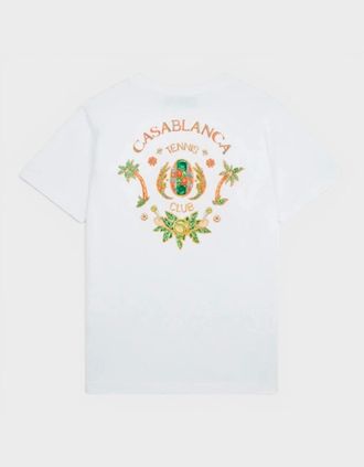 Casablanca Womens Joyaux DAfrique Tennis Club Printed T-Shirt White - Size: 18/20