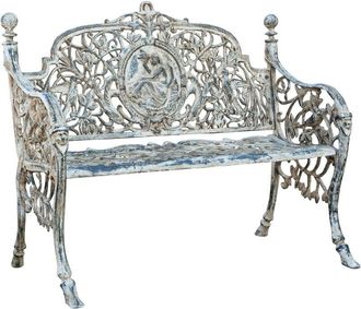 Biscottini International Biscottini - Banco De Jard&iacute;n De Hierro Fundido 105x62x90 Sof&aacute; De Exterior Banco Liberty Con Reposabrazos Silla De 2 Plazas Banco De Hierro