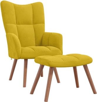 vidaXL Sill&oacute;n De Relax Con Taburete Terciopelo Amarillo Mostaza Vidaxl