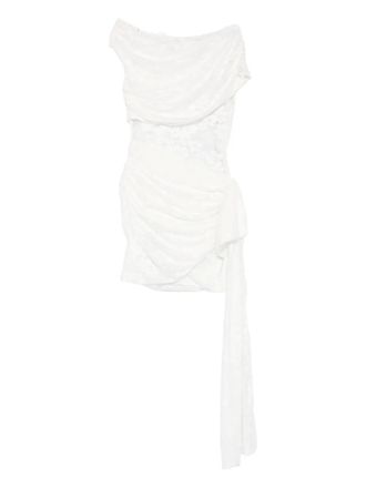Self Portrait lace draped mini dress - Wit