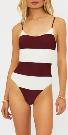 Beach Riot Calista One-Piece Swimsuit in Merlot Stripe at Nordstrom Rack, Size X-Large