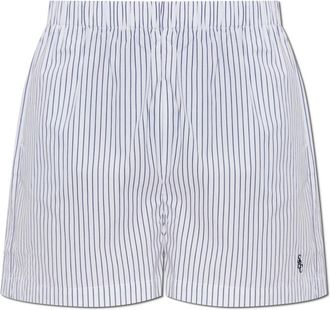Sporty & Rich Korte Broeken, Dames, Blauw, M, Katoen, Shorts uit de Preppy collectie