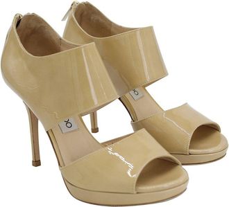 Jimmy Choo London Womens Patent Leather Private Cut-Out Sandal (Authentic Pre-Loved)