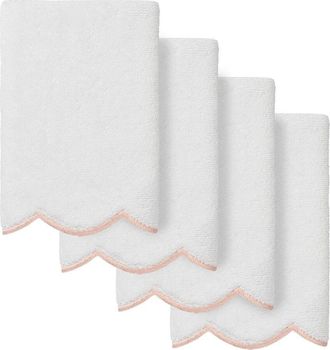 Linum Home Textiles 100% Turkish Cotton Adornia Scallop 4Pc Fingertip Towel Set