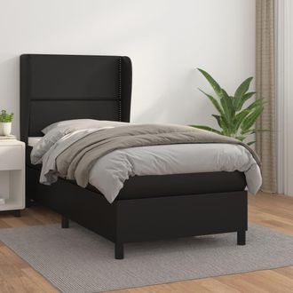 vidaXL Vidaxl - Cama Box Spring Con Colch&oacute;n Cuero Sint&eacute;tico Negro 100x200 Cm