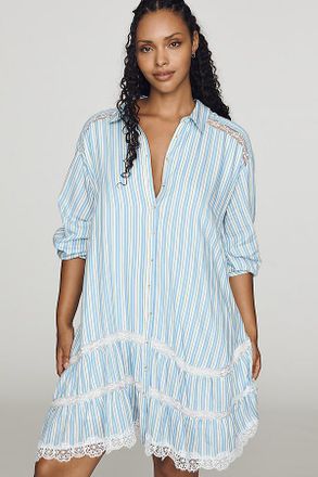 Maeve 100% Cotton Lace-Trim Shirtdress