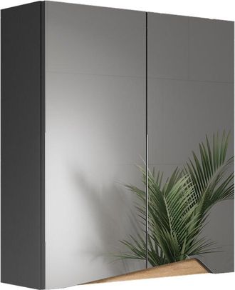 Vicco Specchio contenitore bagno Marelle, Antracite/Artisan, 60 x 67 cm con ripiano regolabile in altezza, Vicco