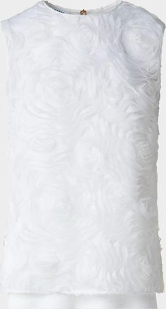 Akris 3D Carnation Tulle Embroidery Sleeveless Blouse
