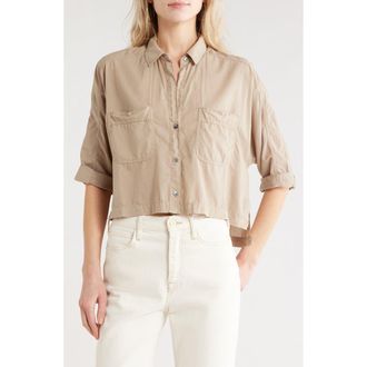James Perse Lawn Cotton Crop Shirt in Overcast at Nordstrom Rack, Size 3 (Fits Like 8-10 Us)