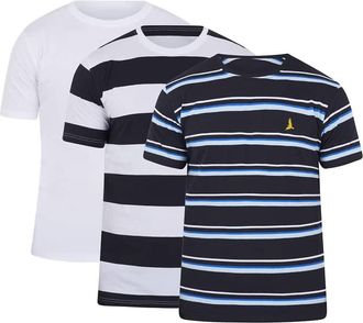 Brave Soul Confezione da 3 T-shirt girocollo in cotone blu navy