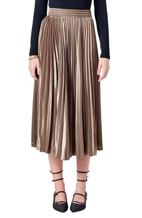 endless rose Sunburst Pleated Skirt in Mocha at Nordstrom, Size X-Small