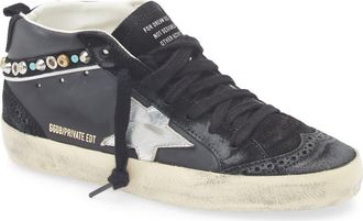 Golden Goose Mid Star Sneaker in Black/Silver at Nordstrom, Size 11Us