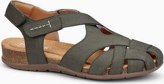 Hotter Womens Carpa Womens Wide Fit Sandals - Khaki Nubuck - Size: 5.5