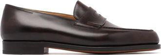 John Lobb Schoenen, Heren, Bruin, 41 1/2 EU, Leer, Donkerbruine Slip On Loafers