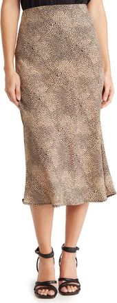 Renee C Ditsy Leopard Print Midi Skirt in Taupe at Nordstrom Rack, Size X-Small