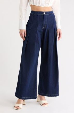 Vigoss Pleated Wide Leg Jeans in Dark Wash at Nordstrom Rack, Size 24