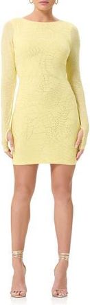 AFRM Tulah Butterfly Embellished Long Sleeve Body-Con Dress in Buttercup at Nordstrom Rack, Size Medium