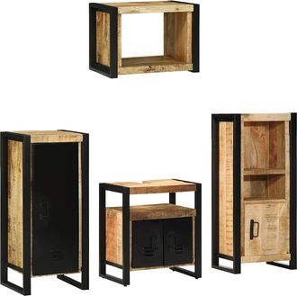 vidaXL Juego De Muebles De Ba&ntilde;o 4 Uds. Marr&oacute;n Y Negro Vidaxl