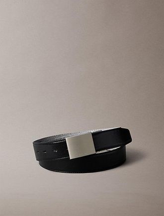 Calvin Klein Reversible Leather Plaque Buckle Belt