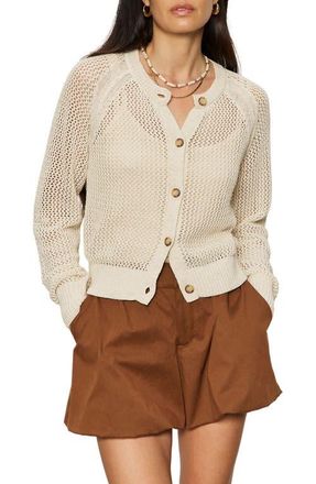 Sanctuary Metallic Open Stitch Cardigan in Collagen White at Nordstrom, Size X-Large