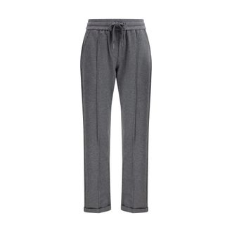 Brunello Cucinelli The Track Broeken - Dames - Sweatpants - Grijs - L - Katoen - Broeken