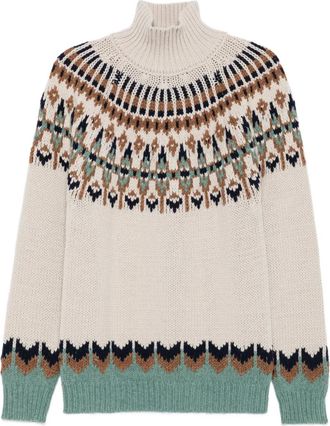 Dondup Maglione a collo alto con motivo Fair Isle - Toni neutri