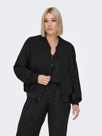 Only Carmakoma Blouson ONLY CARMAKOMA CARJOSEE METTA LIFE LS BOMBER WVN, Damen, Gr. 42, schwarz aop:silber foil details, Web, Obermaterial: 100% Polyester, bedruckt,