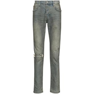 Purple Distressed-look Mid-rise Jeans